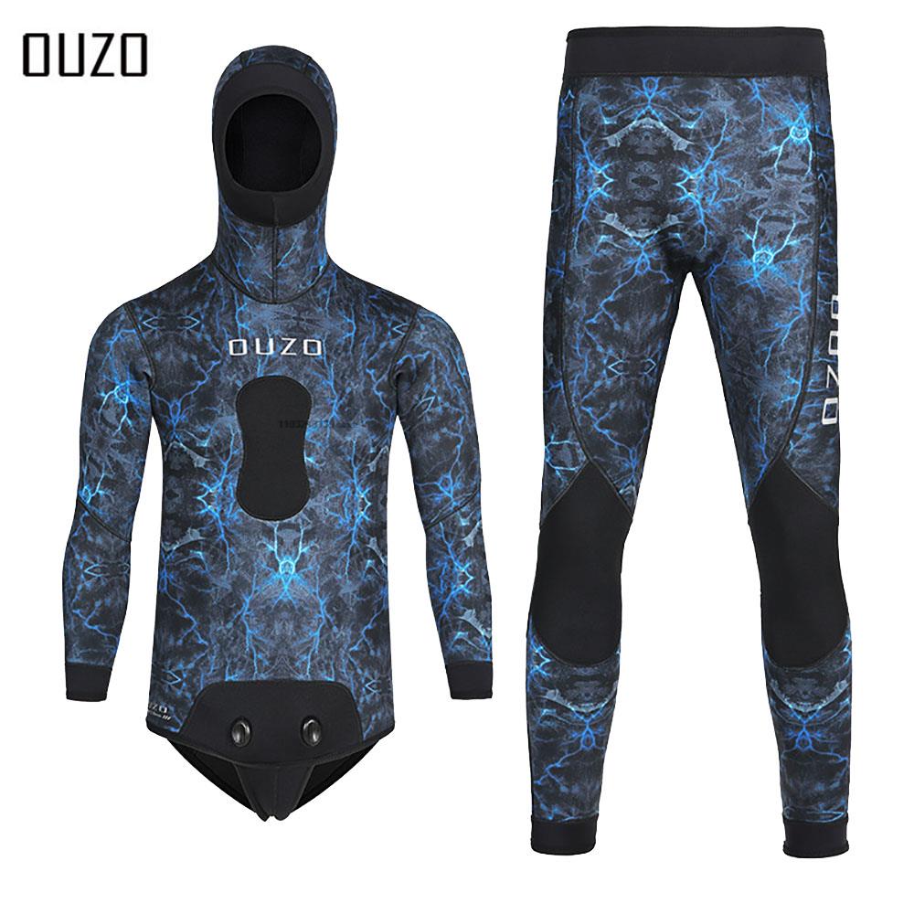Wetsuit 3Mm Neoprene - ชุดดำน้ำสำหรับผู้ชาย3มม., ชุดดำน้ำลายพรางสำหรับชุดเว็ทสูทล่าในฤดูหนาวเหมาะสำหรับดำน้ำและเล่นเซิร์ฟฟรี