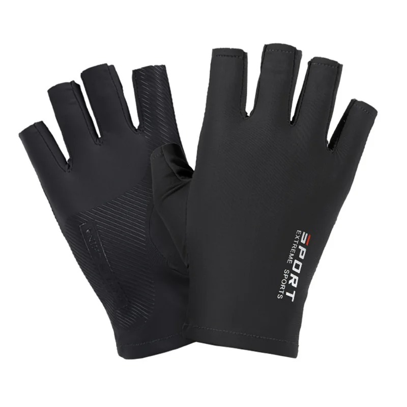 Spearfishing Glove - 1 คู่ถุงมือไหมน้ำแข็งป้องกันแสงแดดแบบครึ่งนิ้วสำหรับตกปลาขับรถพายเรือพายเรือคายัคกีฬากลางแจ้ง