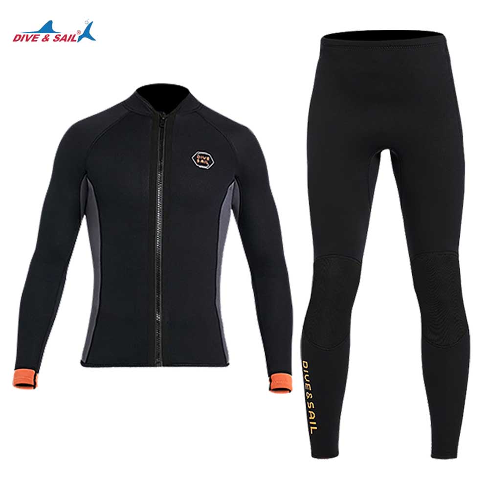 Wetsuit 3Mm Neoprene - ชุดดำน้ำนีโอพรีน 3 มม. แบบแยกชิ้น แขนยาว ชุดดำน้ำกันหนาวและกันความร้อน