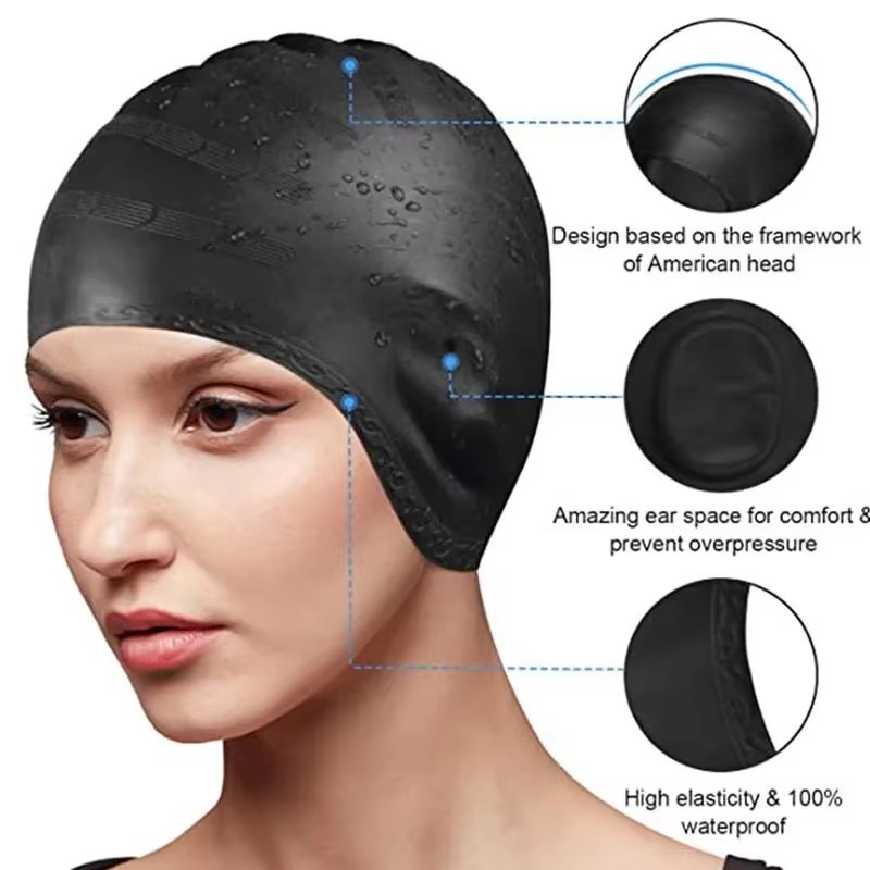Aquatic Sports Cap - หมวกว่ายน้ำกันน้ำแบบยูนิเซ็กส์ ยืดหยุ่นสูง ป้องกันหู หมวกดำน้ำซิลิโคนขนาดใหญ่เพื่อความสบายและความทนทานที่ดียิ่งขึ้น