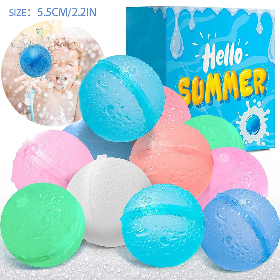 Aquatic Sports - ลูกโป่งน้ำแบบใช้ซ้ำได้ใหม่, ลูกโป่งน้ำเติมได้เติมน้ำเร็วหลากสี, ของเล่นน้ำสำหรับเล่นในสระน้ำหรือชายหาดในช่วงฤดูร้อนสำหรับเด็ก