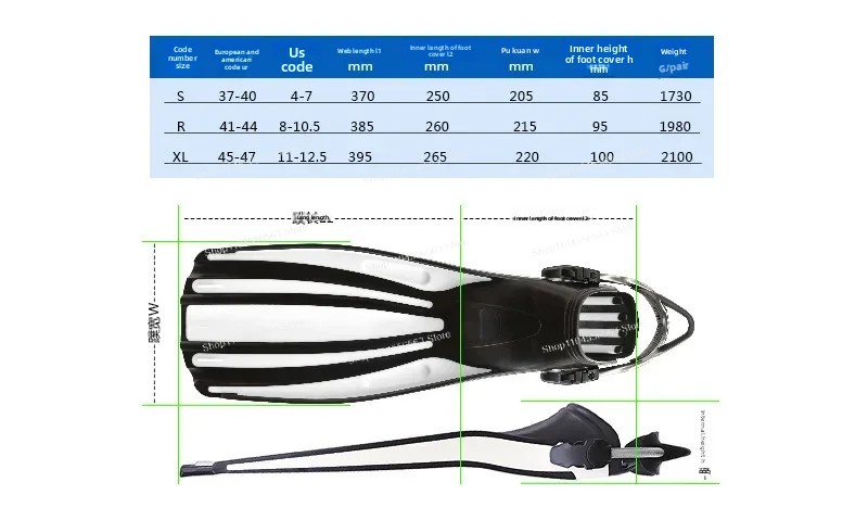ฟินฝึกว่ายน้ำแบบสายรัดสปริงปรั - Fin Diving Blade บทวิจารณ์และราคา