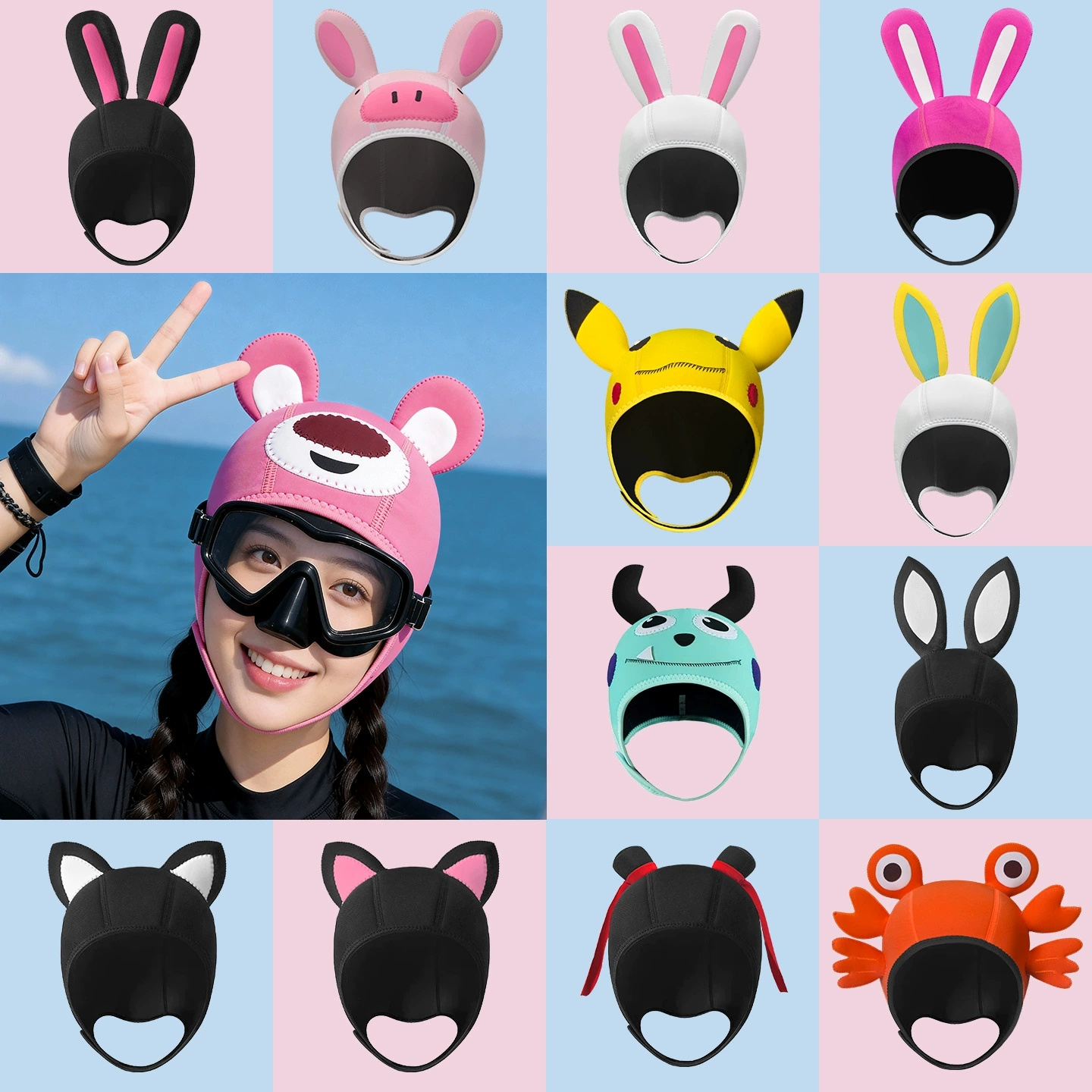 หมวกดำน้ำนีโอพรีน 3 มม. ลายการ - Aquatic Sports Cap บทวิจารณ์และราคา